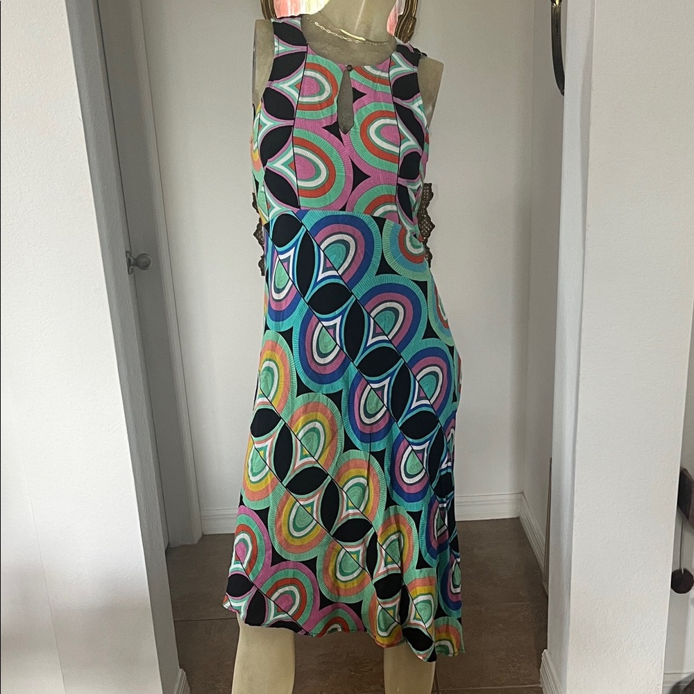 Anthropologie Multicolor Sleeveless Geometric Pattern Dress